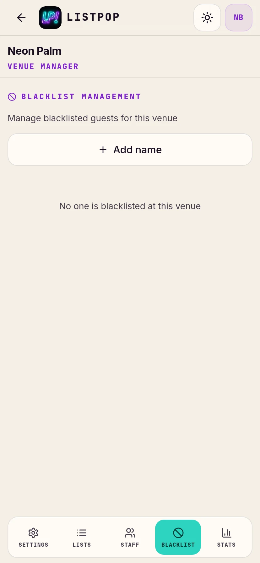 Empty blacklist